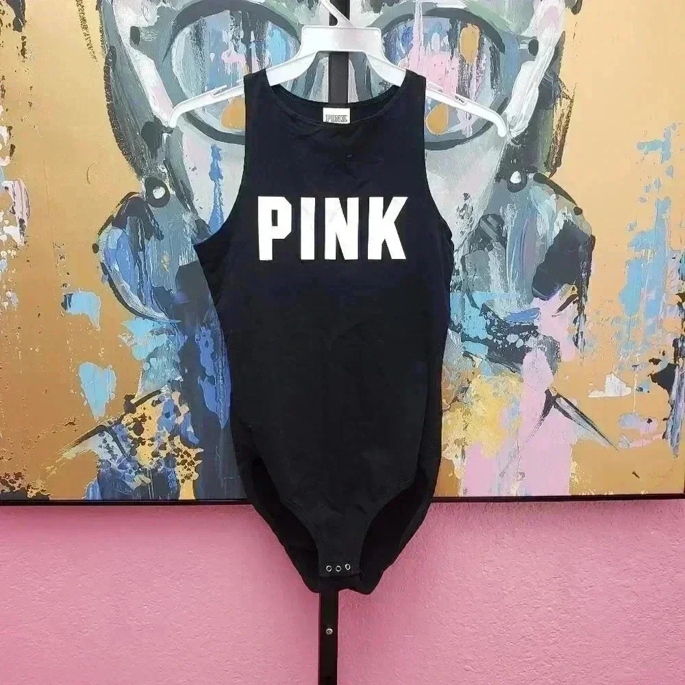 🤍 PINK Victoria's Secret Black Bodysuit